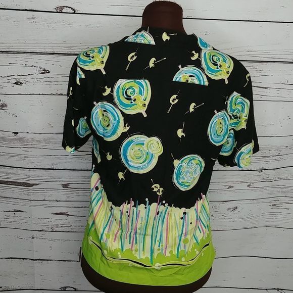 Vtg Holly Lane Black Martini Cocktail Olive Shirt… - Picture 5 of 6